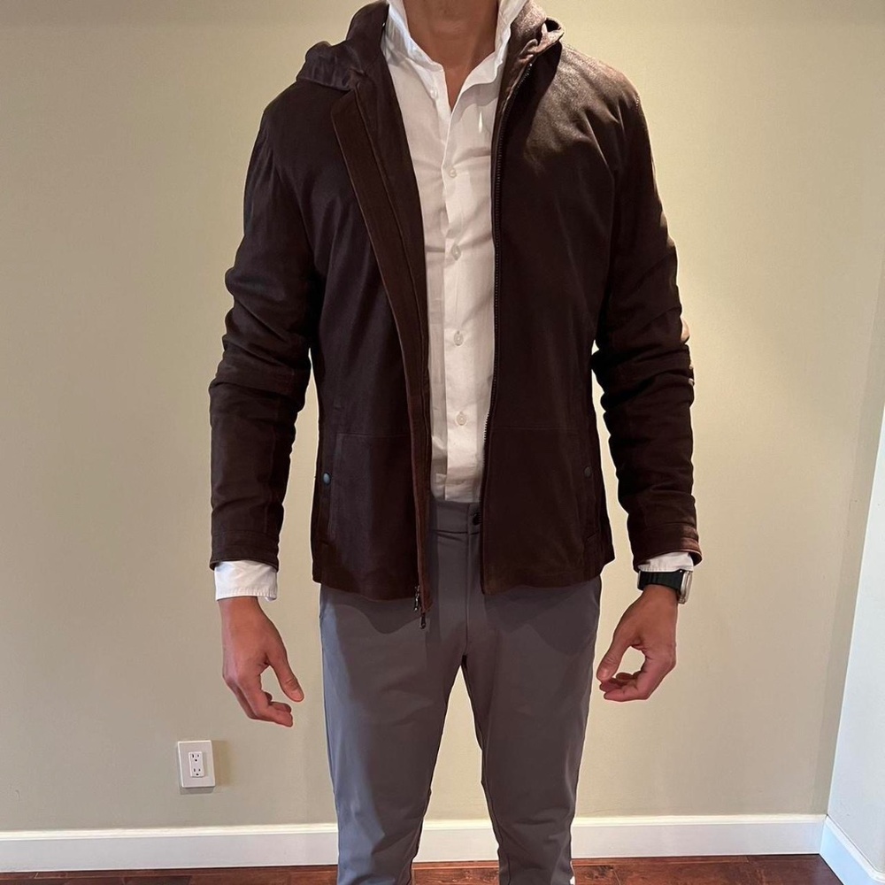 John Varvatos Suede Leather Jacket in Bordeaux